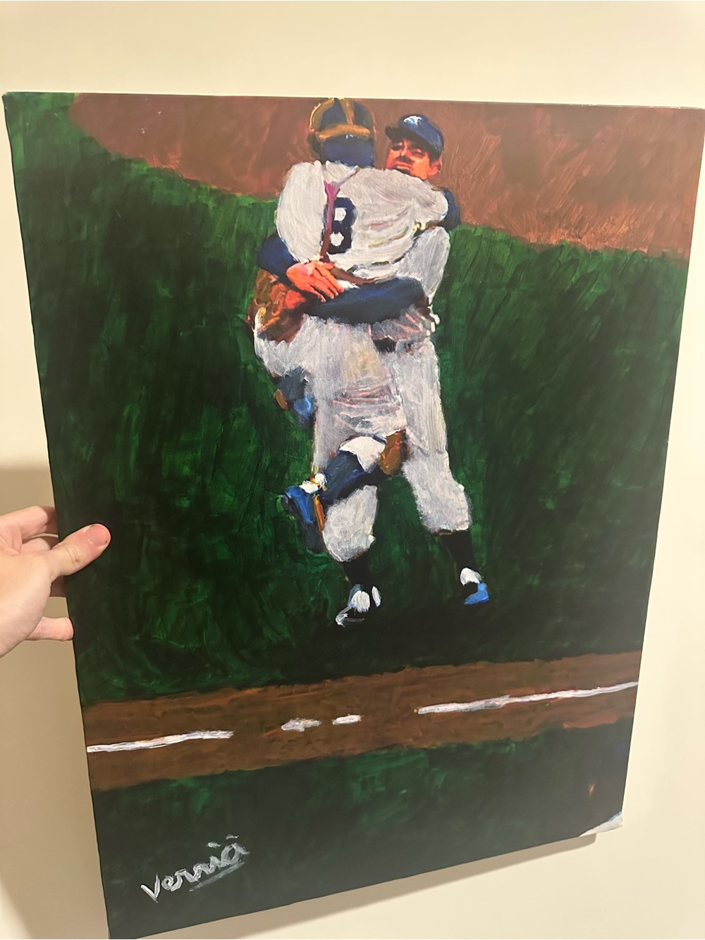 Don Larsen Yogi Berra perfect game Baseball Celebration Baseball Painting 24x18